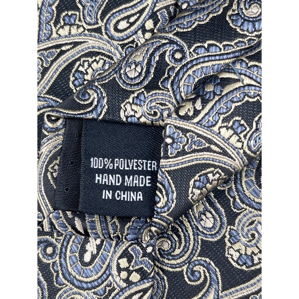 Platinum Designs Men's Necktie 3 1/4" x 58" Designer Black Gold Paisley Handmade - Picture 10 of 11
